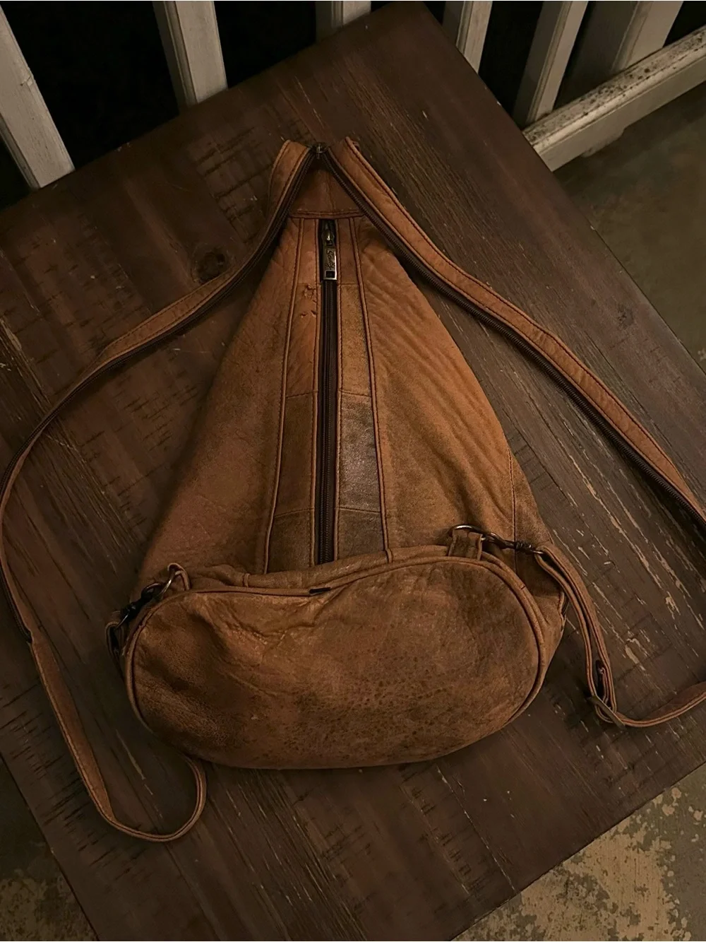 Vintage Scully Leather Convertible Sling Backpack